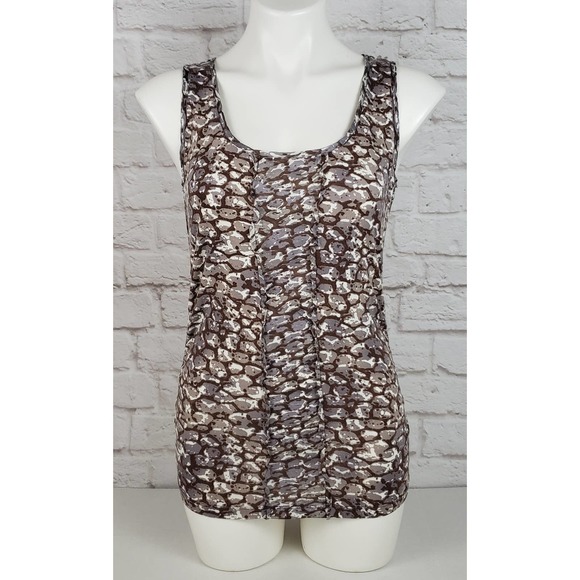 CAbi #967 Cobblestone Print Ruched Sleeveless Tank/Top ~ Size Medium - Picture 1 of 8